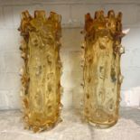 PAIR OF STUDIO GLASS VASES 32.5CMS (H) APPROX