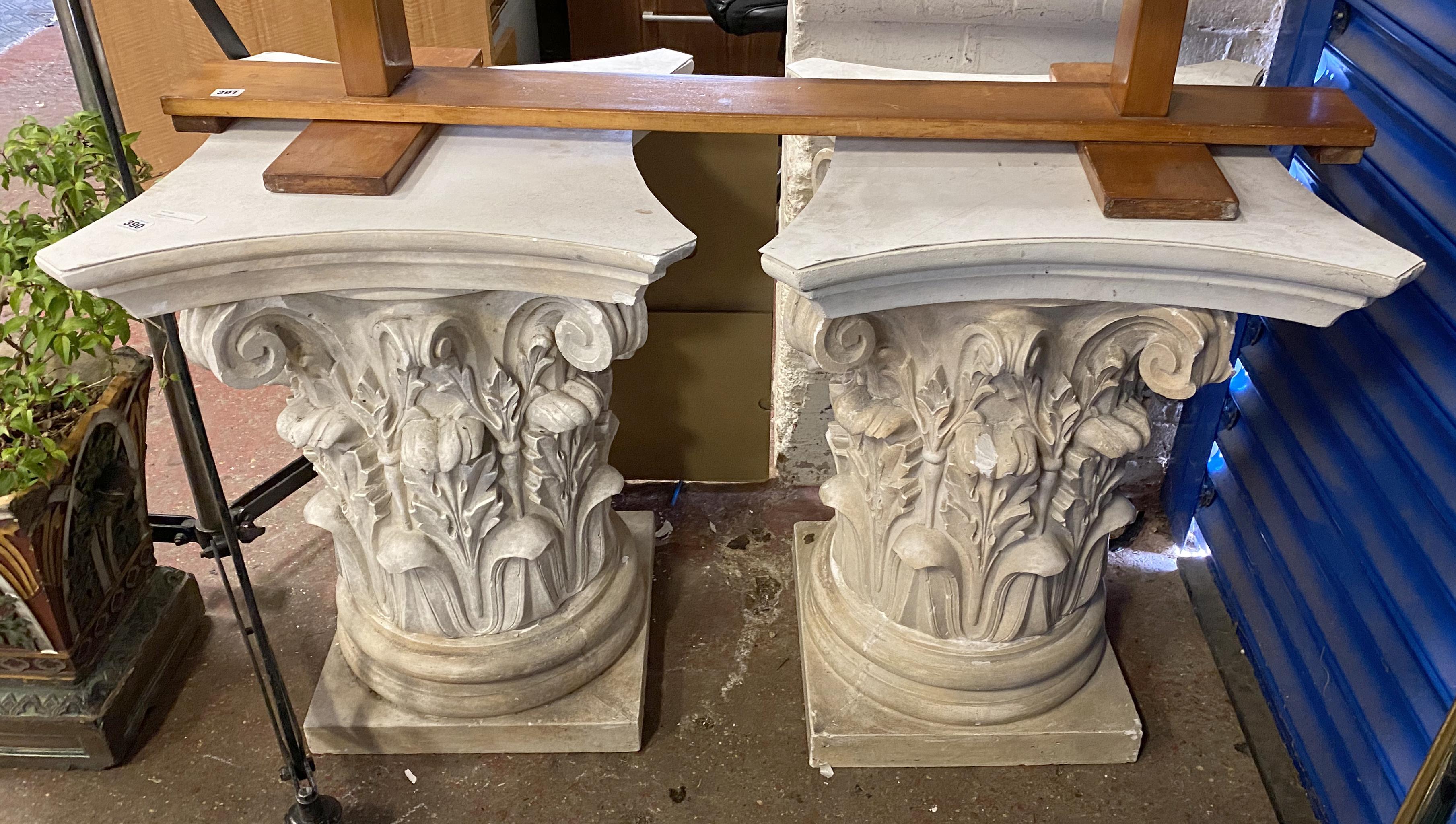 PAIR OF CORINTHIAN PLINTHS - A/F