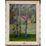 VIKTOR TEMPLIN (1920-1994) ARTIST COUNTRY HOUSE -1963 OIL ON BOARD 48CM X 32CM