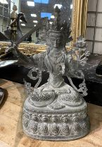 BRONZE BUDDHA & SWORD 38.5CMS (H) APPROX