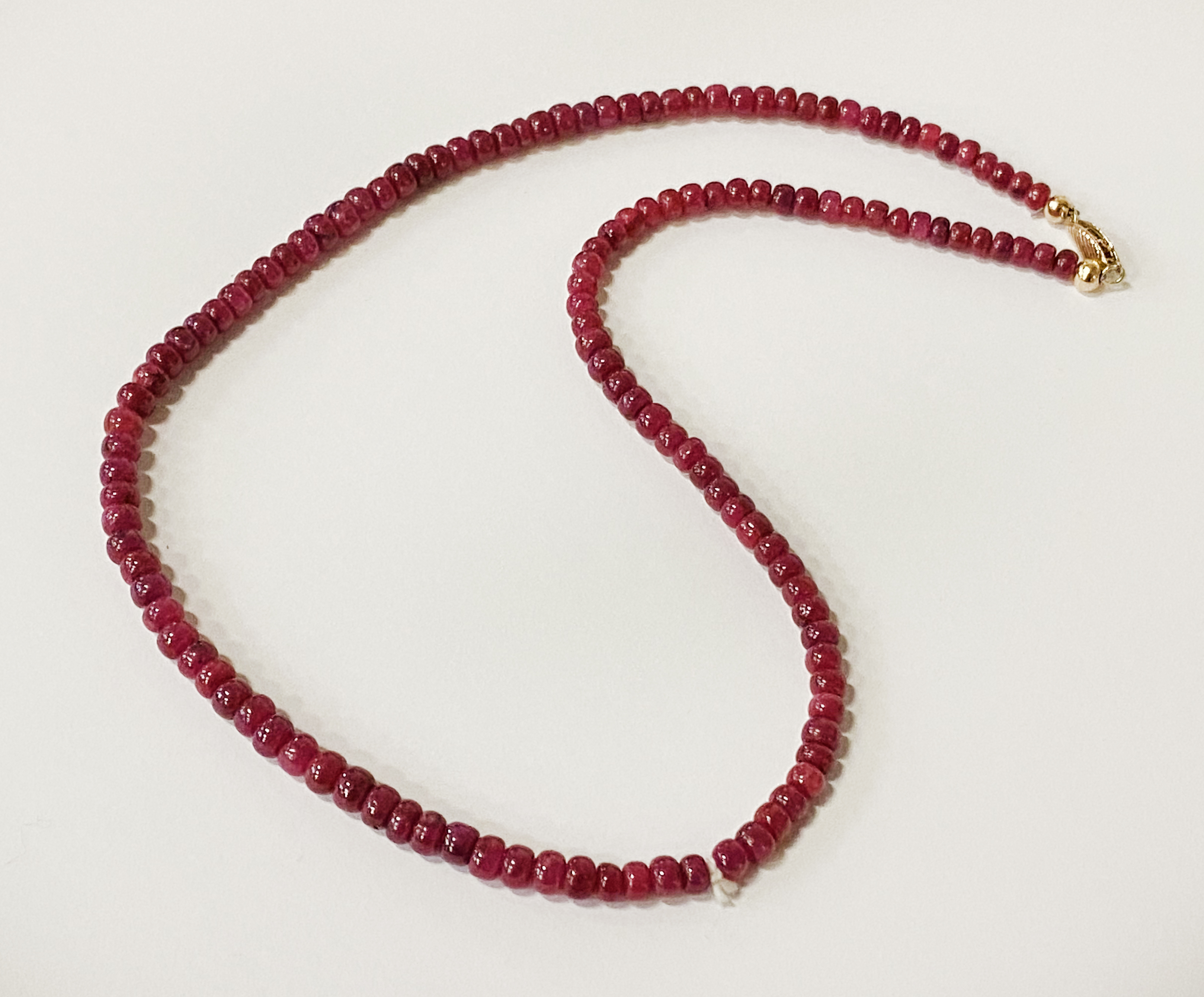 RAW RUBY BEADED NECKLACE WITH 9CT CLASP