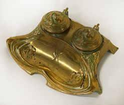 ART NOUVEAU BRASS INKSTAND - 7.5 CMS (H) APPROX