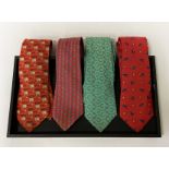 FOUR HERMES SILK TIES