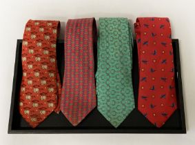 FOUR HERMES SILK TIES