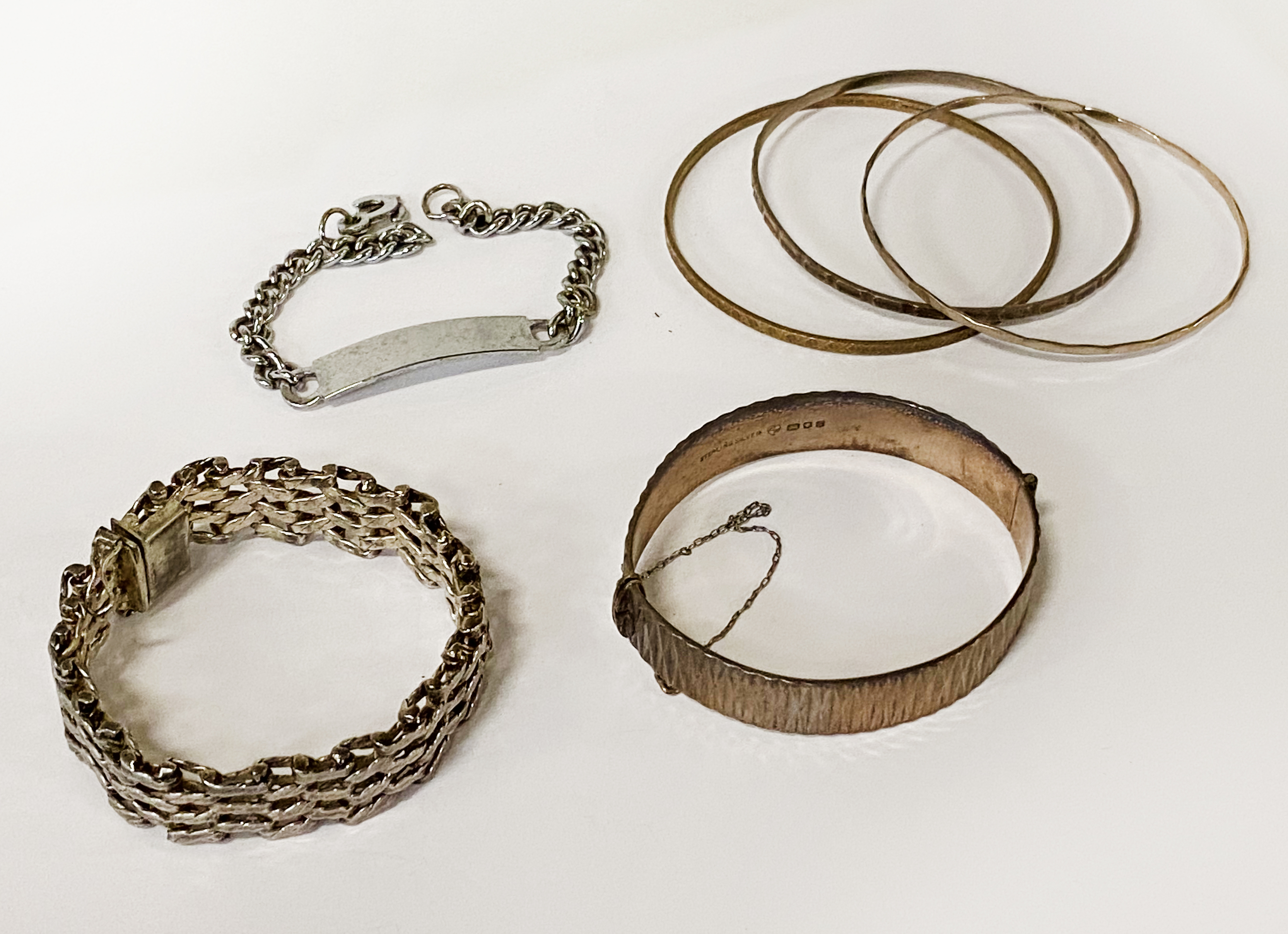 COLLECTION OF SILVER BRACELETS & BANGLES - 3.1 IMP OZS APPROX