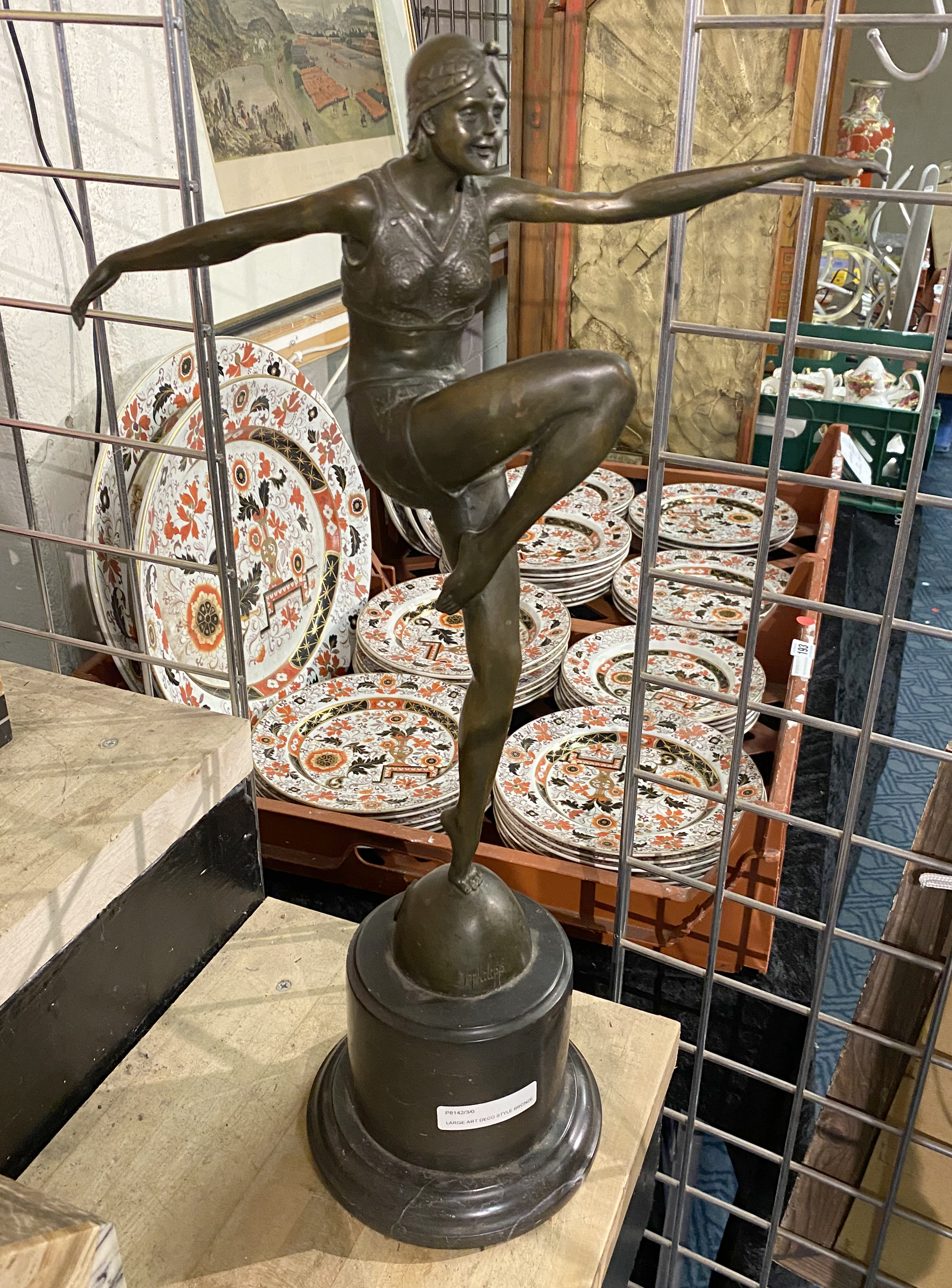 LARGE ART DECO STYLE BRONZE FEMALE FIGURE - 56CMS (H) APPROX