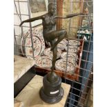 LARGE ART DECO STYLE BRONZE FEMALE FIGURE - 56CMS (H) APPROX