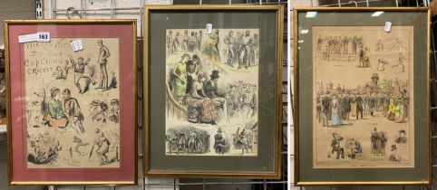 3 EARLY HAND COLOURED PRINTS (CRICKET) FROM ILLUSTRATED LONDON NEWS