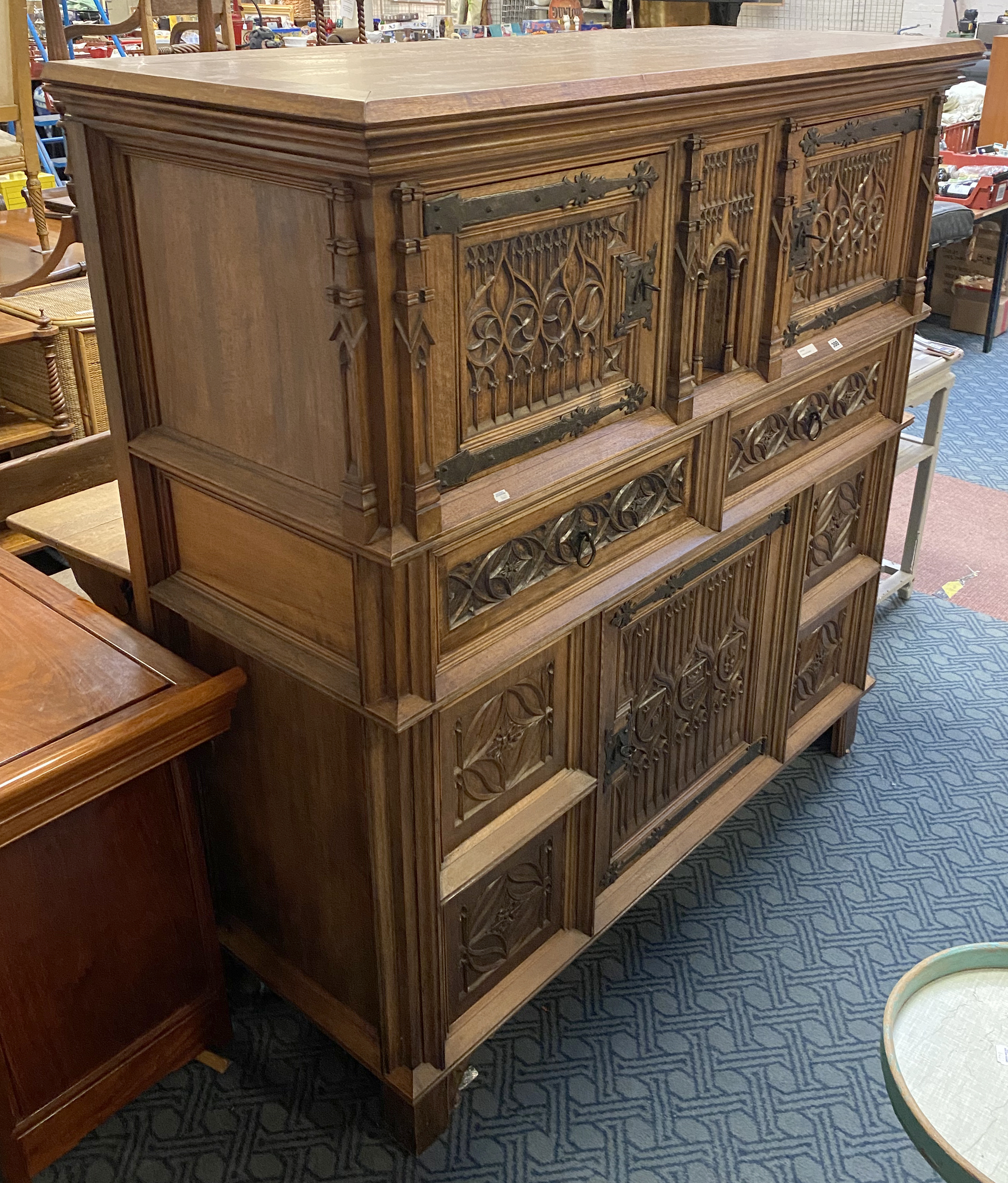 CARVED OAK CABINET