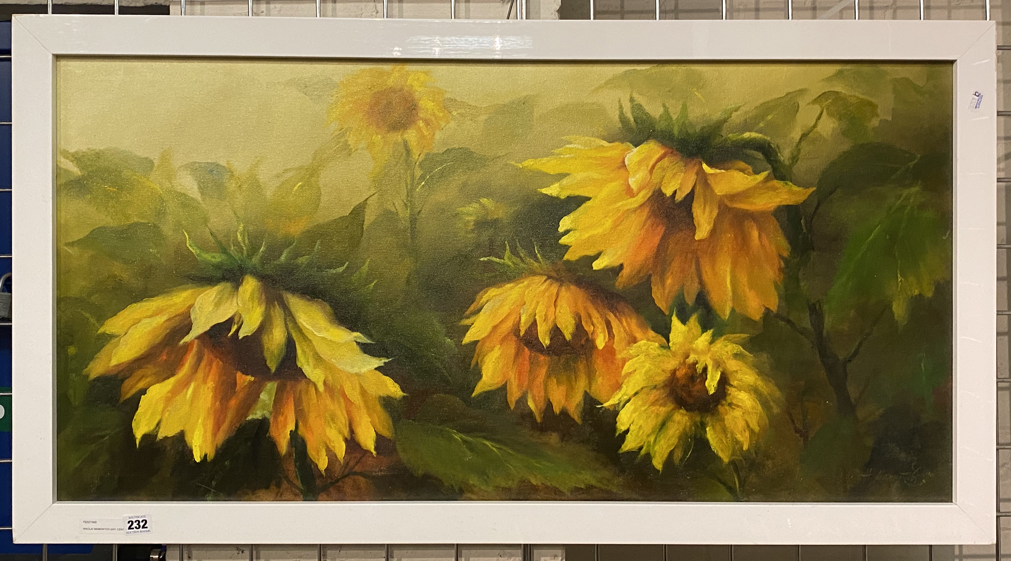 NIKOLAI MAMONTOV (XX1 CENTURT) SUNFLOWER FIELD - OIL ON CANVAS 49CM X 98CM