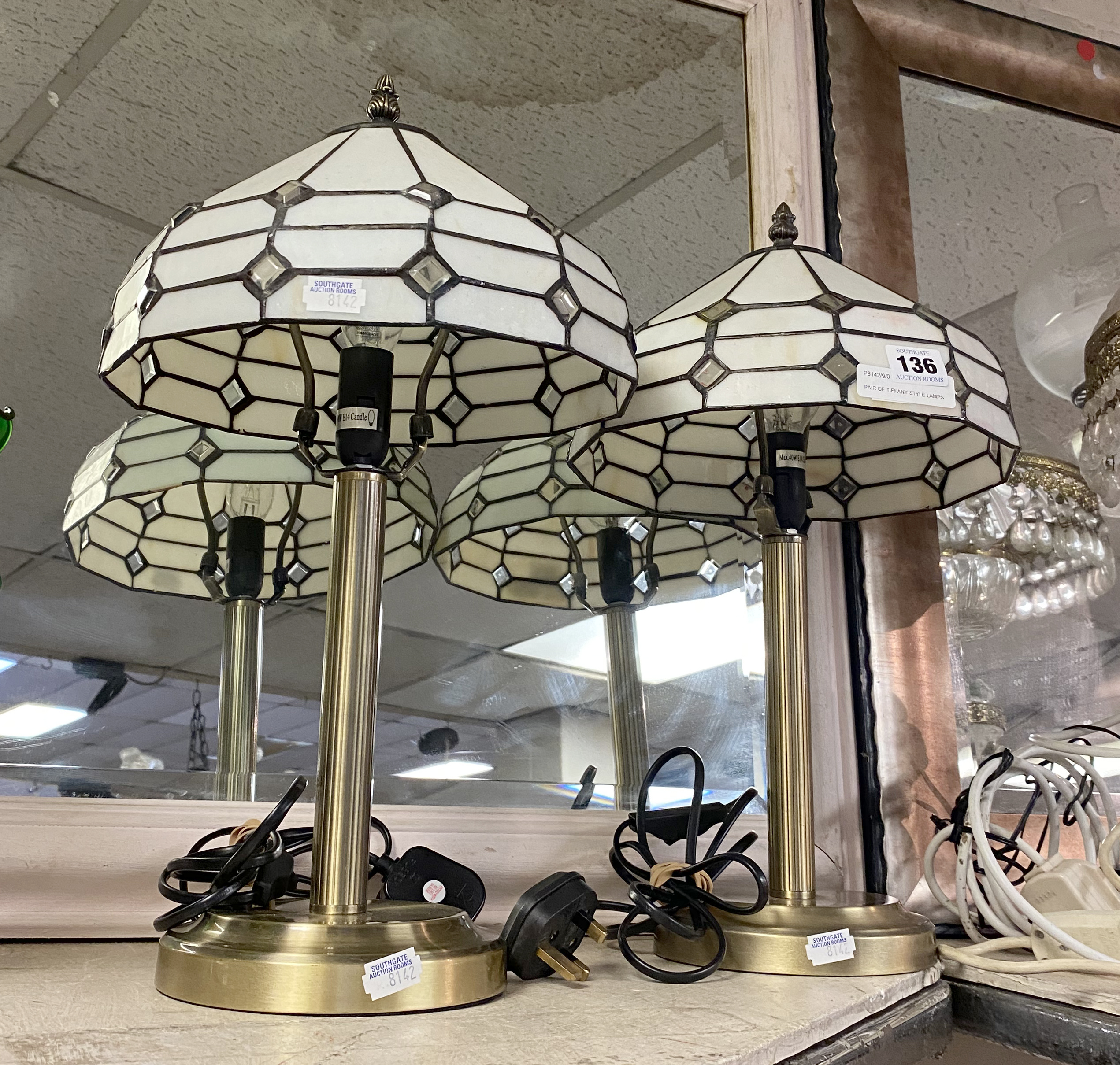 PAIR OF TIFFANY STYLE LAMPS - 48 CMS (H) APPROX