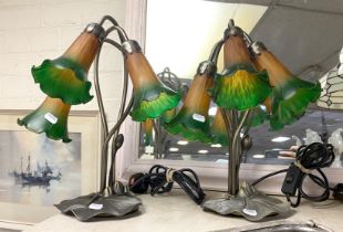 PAIR OF ART NOUVEAU STYLE LAMPS - 41 CMS (H) APPROX