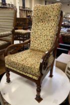 MAHOGANY SCROLL ARMCHAIR