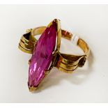 12CT GOLD PINK SAPPHIRE RING - SIZE H / I