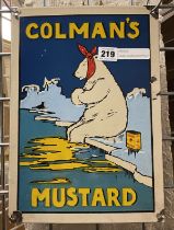 ENAMEL COLEMANS MUSTARD SIGN - 34.3CMS (H) X 24.2CMS (W) APPROX