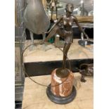 BRONZE ART DECO STYLE HOOP GIRL - 47CMS (H) APPROX