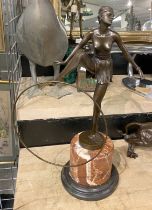 BRONZE ART DECO STYLE HOOP GIRL - 47CMS (H) APPROX