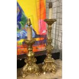 TWO ORNATE LAMPS A/F 68CMS (H) LARGEST & 54CMS (H) SMALLEST