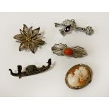 COLLECTION OF SILVER BROOCHES