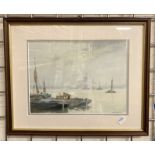 W TATTON WINTER FRAMED WATERCOLOUR OF SHIPS AT SEA - 20.5 X 28 CMS INNER FRAME APPROX