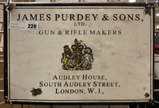 ENAMEL PURDEY & SONS SIGN