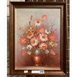 FLORAL STILL LIFE OF FLOWERS - SIGNED & FRAMED - 39CMS (H) X 29CMS APPROX INNER FRAME