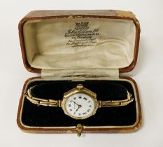 ROLWATCO (ROLEX) 1930'S LADIES COCKTAIL WATCH IN 9CT GOLD CASE WITH MATALCORE BRACELET