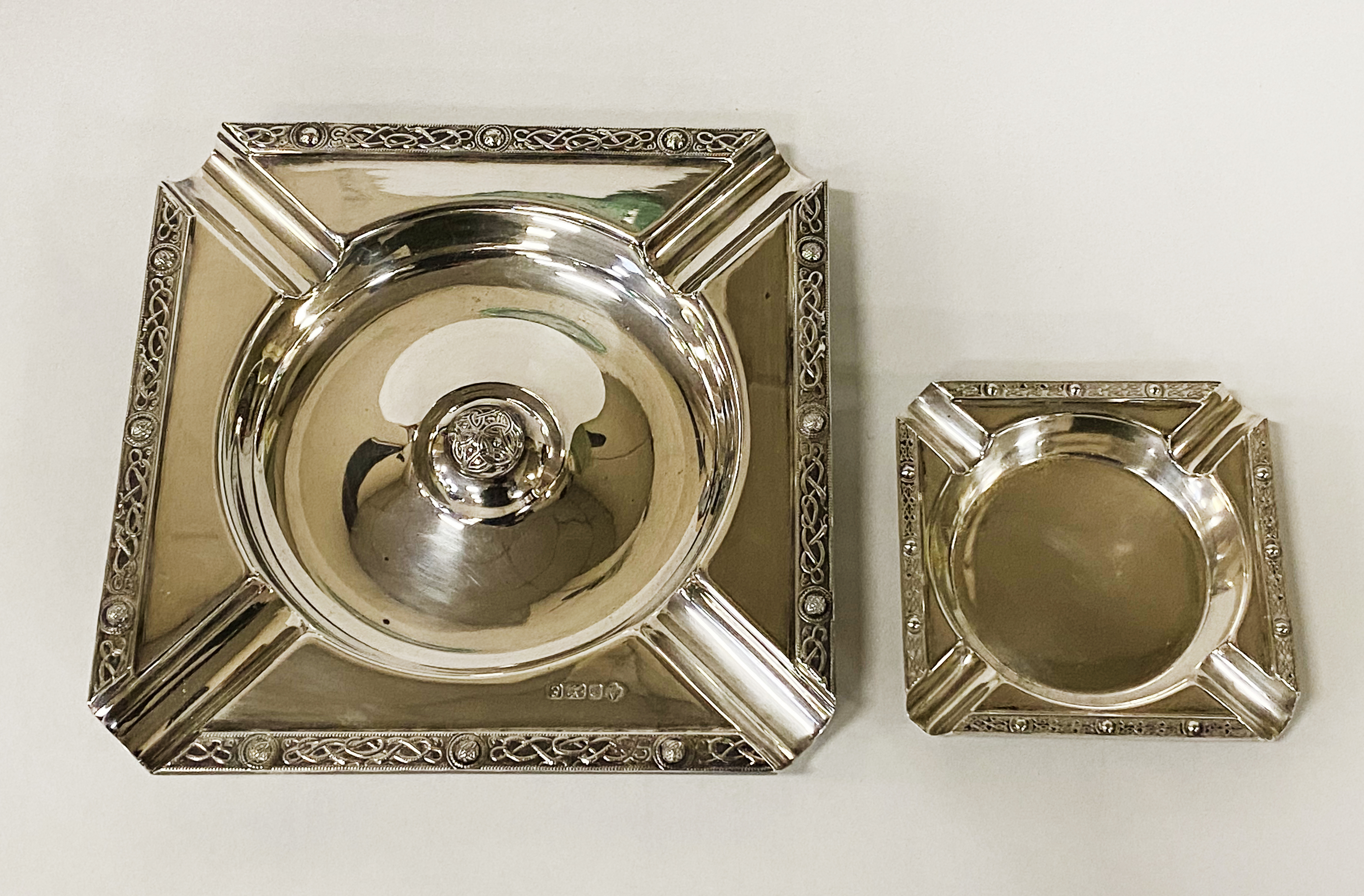 ASPREY HM SILVER ASHTRAY & 1 OTHER - 17 IMP OZS APPROX