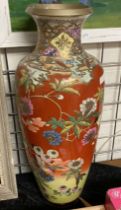 LARGE ORIENTAL HAND PAINTED VASE, SIGNED - 62CMS (H) APPROX