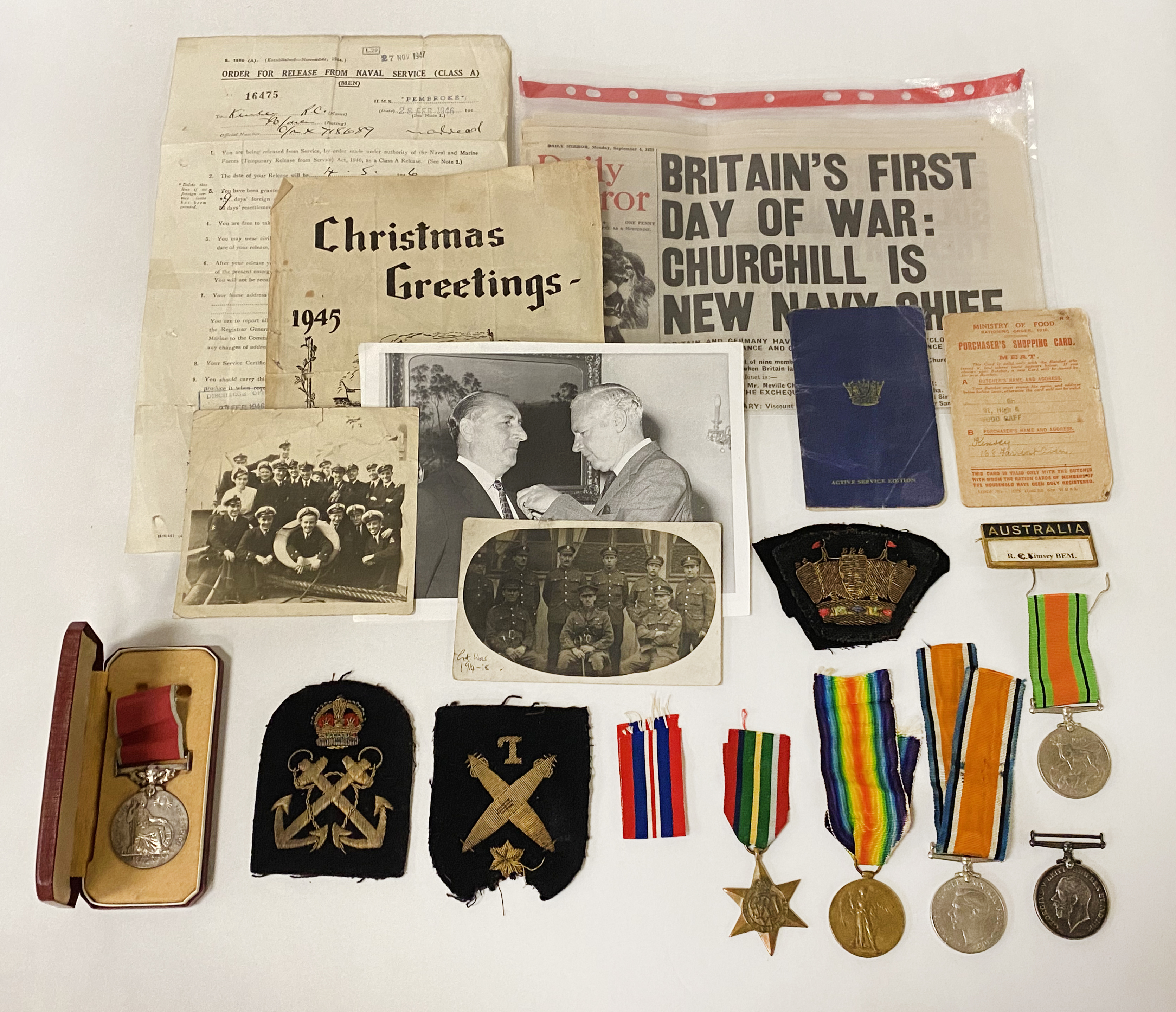 MEDALS INCL. BRITISH EMPIRE MEDAL WITH NEWSPAPERS
