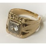 14CT YELLOW GOLD & DIAMOND RING - SIZE P (TESTED) - 5.9 GRAMS APPROX