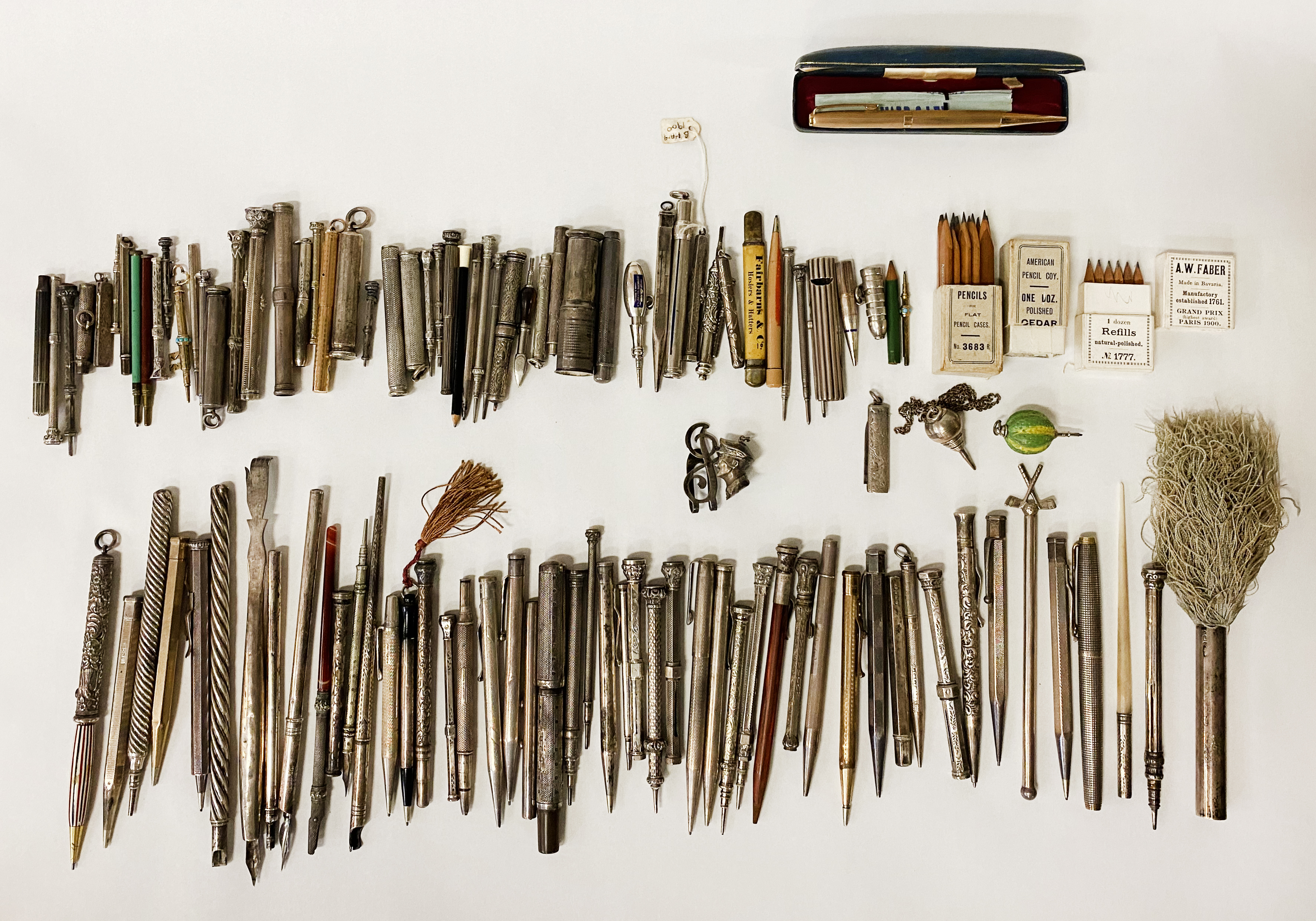 QTY. OF MOSTLY ANTIQUE SILVER PENS AND PENCILS