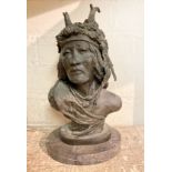 RED INDIAN BRONZE - SIGNED BY BALWIN - 26CMS (H) APPROX