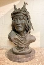 RED INDIAN BRONZE - SIGNED BY BALWIN - 26CMS (H) APPROX