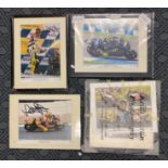 5 X VALENTINO ROSSI SIGNED PRINTS BY KEITH MARTIN