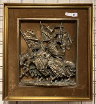 D.H MORTON RELIEF OF KNIGHTS ON HORSEBACK 54.5CMS (H) X 50.5CMS (W) APPROX