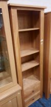 SLIMLINE OAK BOOKCASE WITH DRAWERS