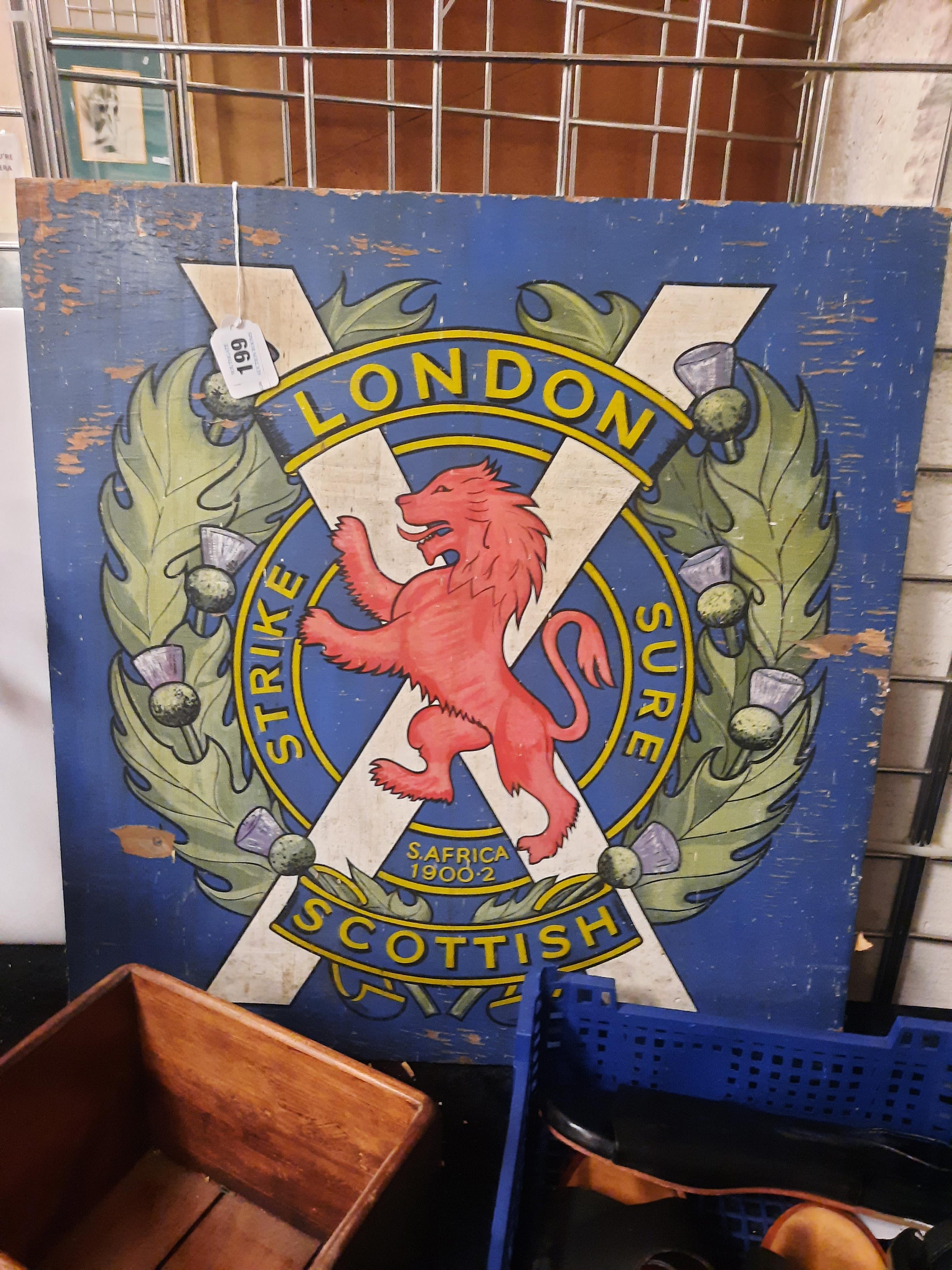 LONDON SCOTTISH RIFLE SIGN - 59 X 56 CMS APPROX