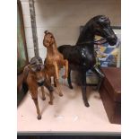 3 LEATHER SCULPTURE HORSES - LIBERTY STYLE A/F