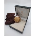 18CT GOLD LADIES FOB WATCH - NEEDS NEW HAND 34.6 GRAMS TOTAL APPROX