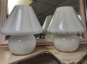 PAIR OF GLASS MUSHROOM TABLE LAMPS - 40CMS (H) APPROX