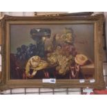 FREDERICK V BAILEY STILL LIFE FRAMED OIL ON BOARD - 29CMS (H) X 44CMS (W) APPROX