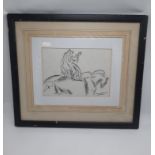LAURA KNIGHT CHARCOAL DRAWING OF HORSES