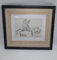 LAURA KNIGHT CHARCOAL DRAWING OF HORSES