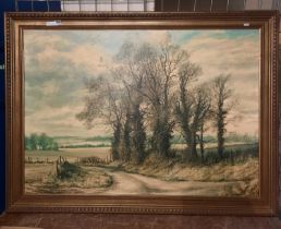 OIL ON CANVAS - HAMPSHIRE ELM - SIGNED MERVYN GOODE 77CMS X 119CMS APPROX