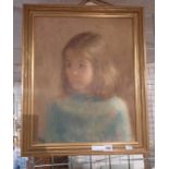 OIL ON CANVAS HEAD & SHOULDERS OF A YOUNG GIRL - SIGNED DEIDRE DAVIES (49CMS X 40CMS)