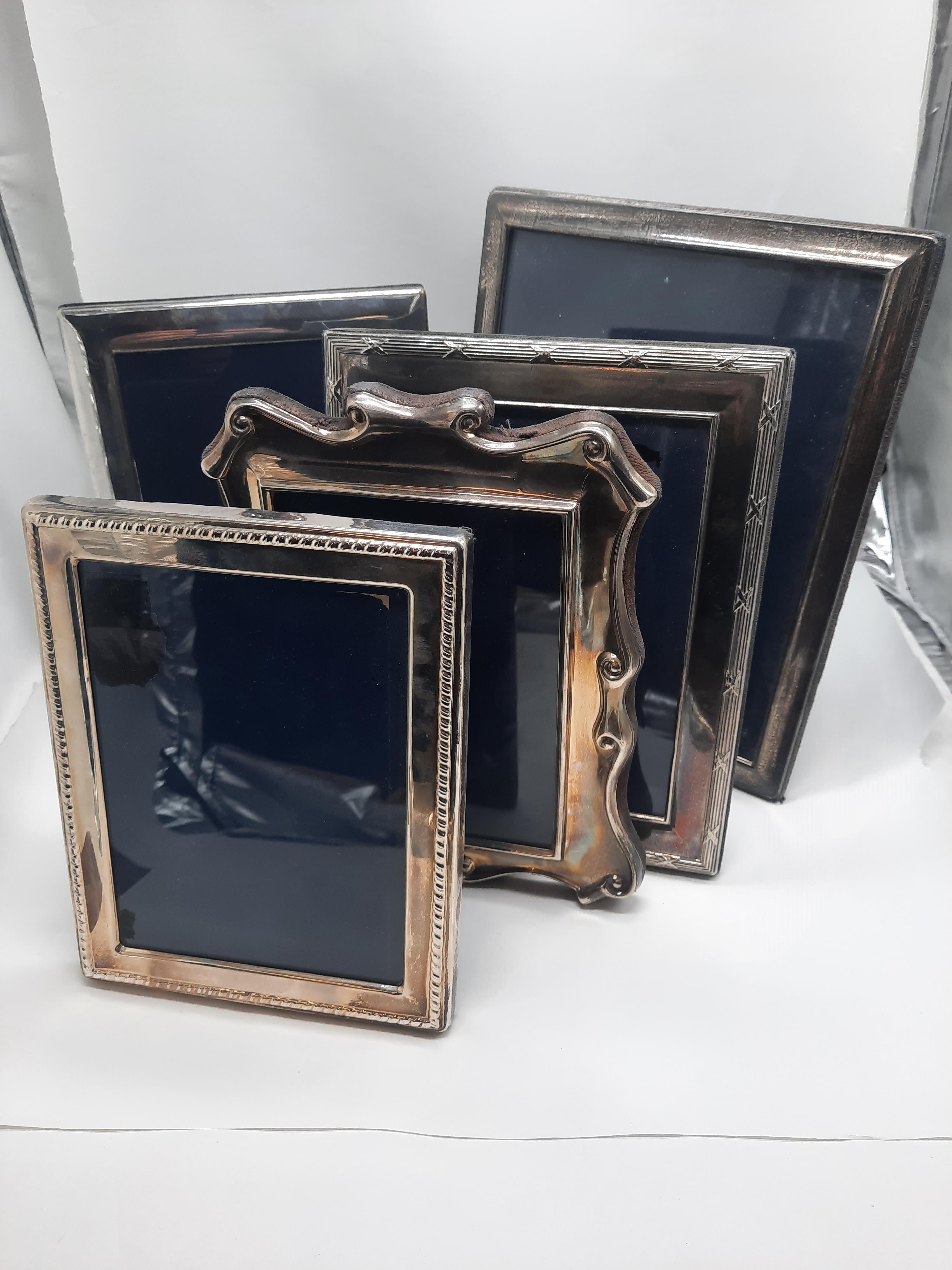 5 LARGE SILVER PHOTO FRAMES