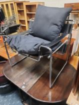 CHROME & LEATHER EASY CHAIR - WASSSILY STYLE