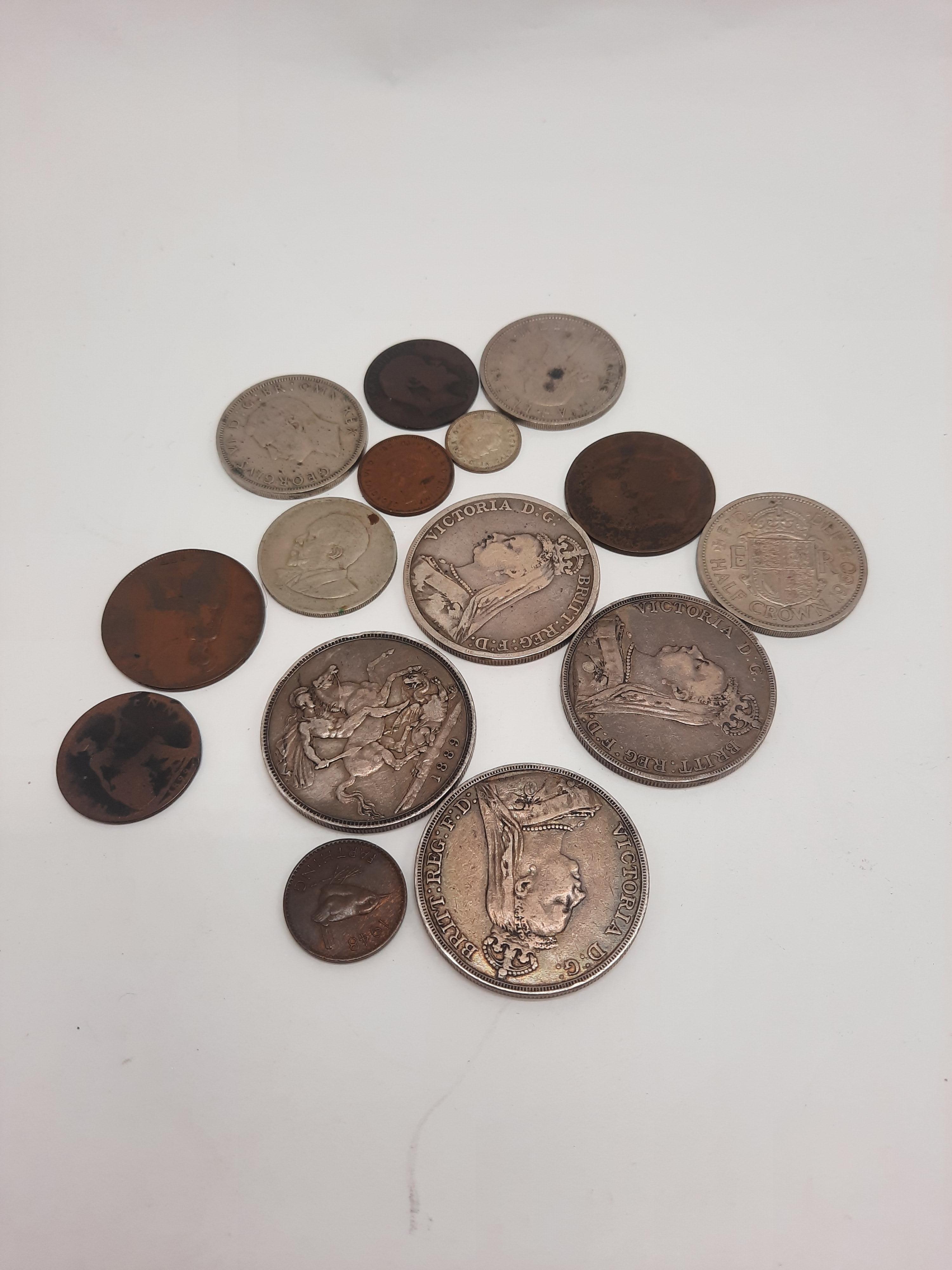 FOUR VICTORIAN SILVER COINS & OTHERS