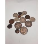 FOUR VICTORIAN SILVER COINS & OTHERS